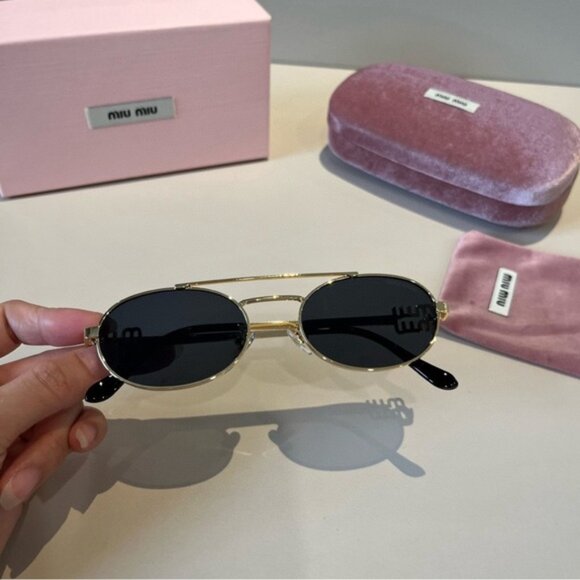 Miu Miu Gold and Black Sunglasses
